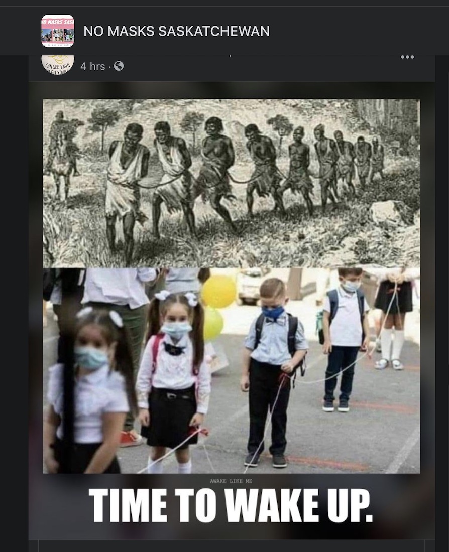 Comparing wearing a mask to slavery